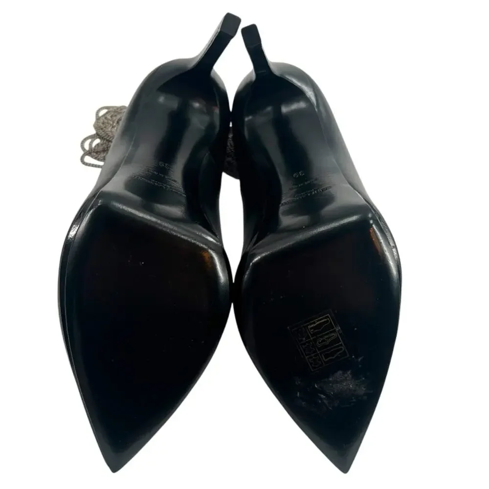 Saint Laurent Janis Chain-Heel Pointed Pump Black 105 Sz 39 - Picture 2 of 8